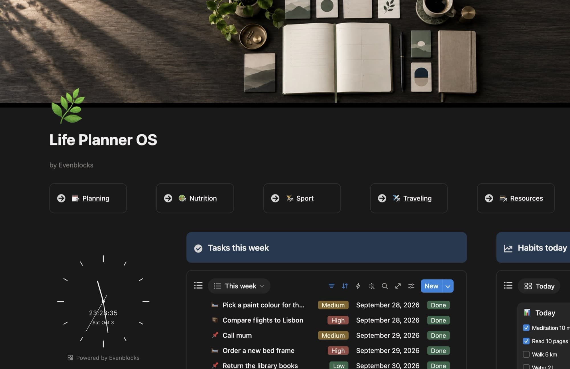 Life Planner OS — Dashboard